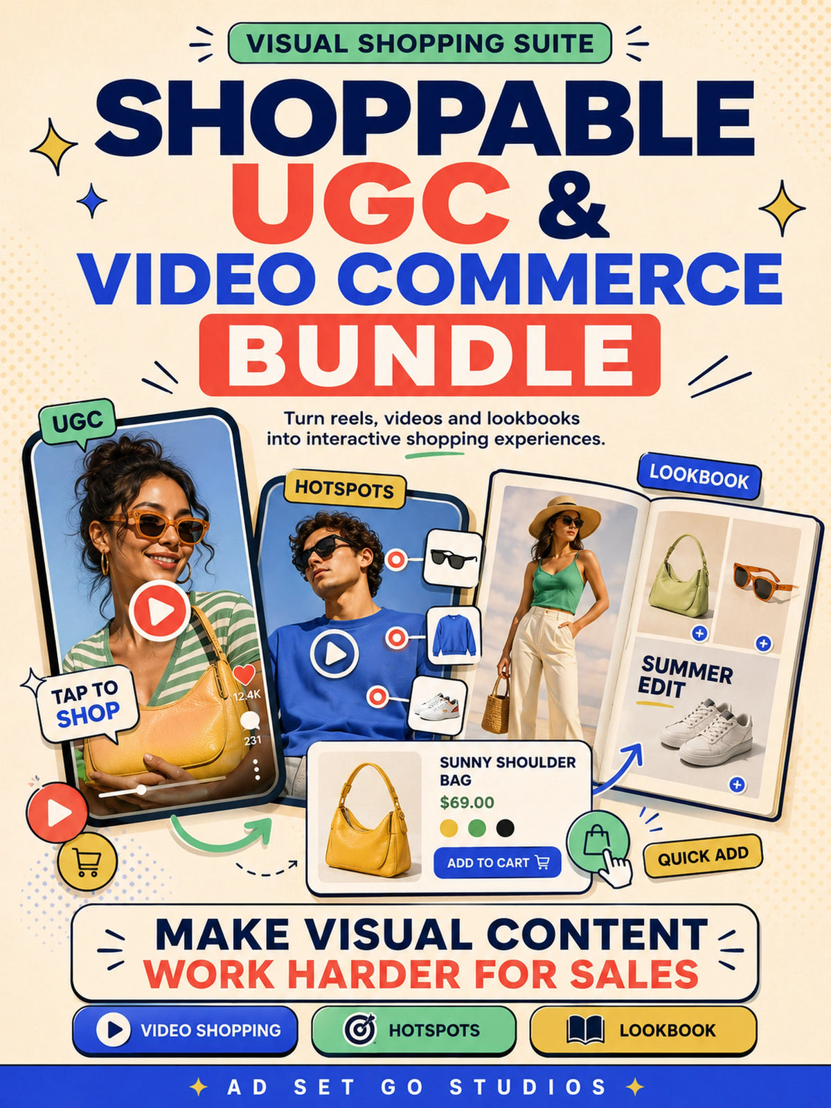 Shoppable UGC and Video Commerce Bundle with video shopping, product hotspots, quick add and editorial lookbook